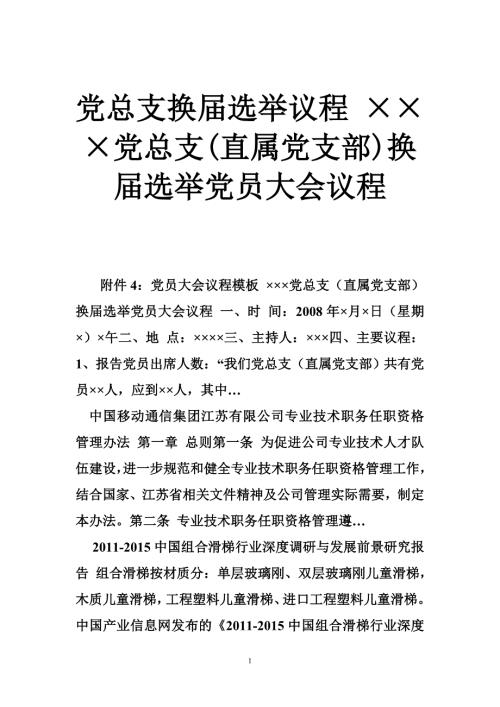 党总支换选举议程党总支直属党支部换选举党员大会议程.doc