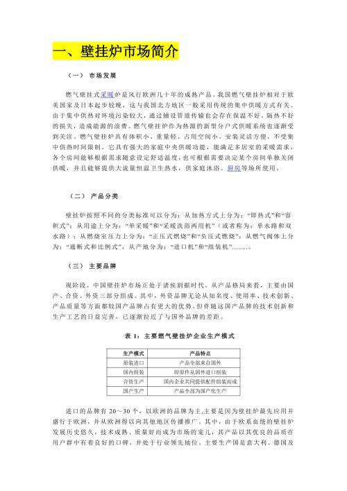 壁挂炉市场现状.doc