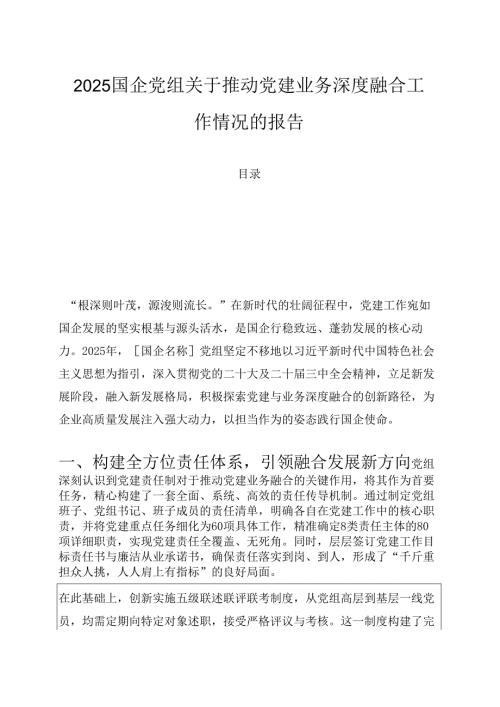 2025国企党组关于推动党建业务深度融合工作情况的报告 001 (新版).docx