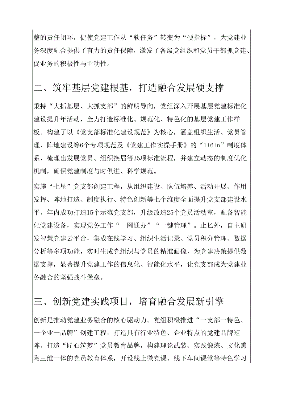 2025国企党组关于推动党建业务深度融合工作情况的报告 001 (新版).docx_第2页