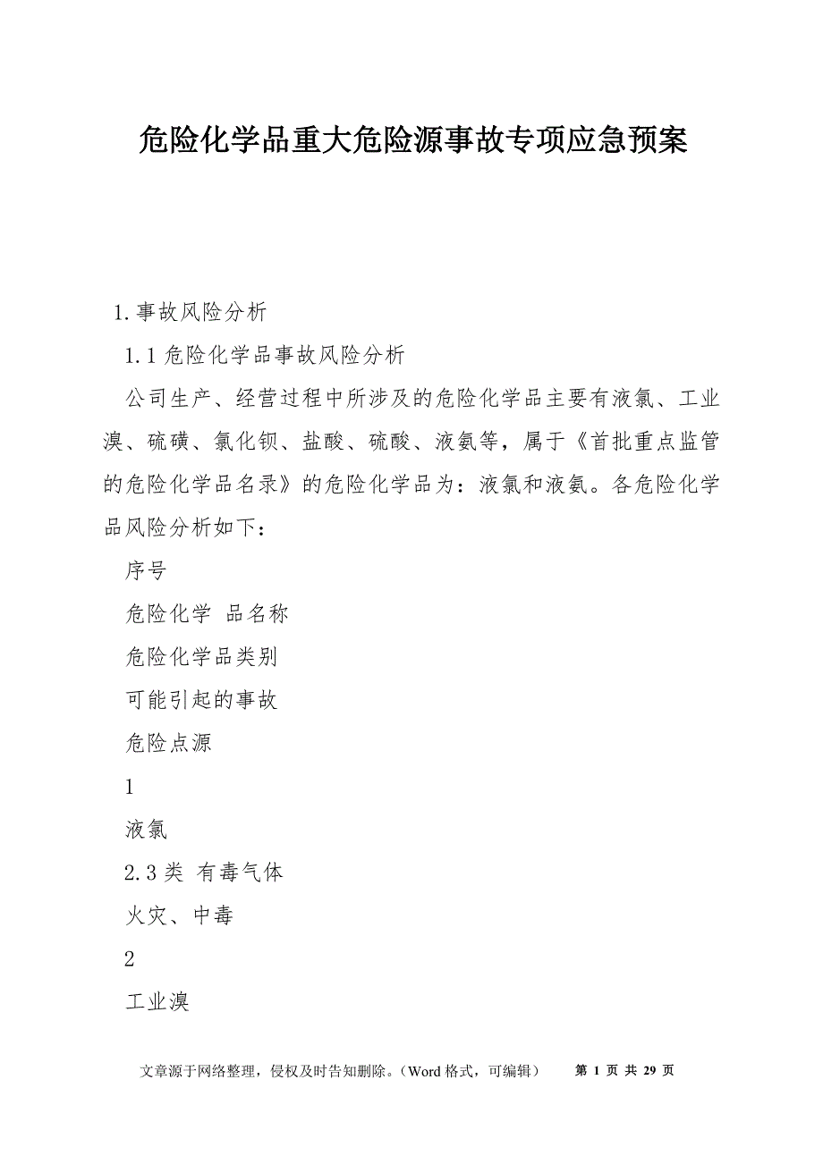危险化学品重大危险源事故专项应急预案.docx_第1页