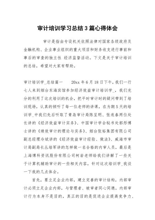 审计培训学习总结3篇.docx