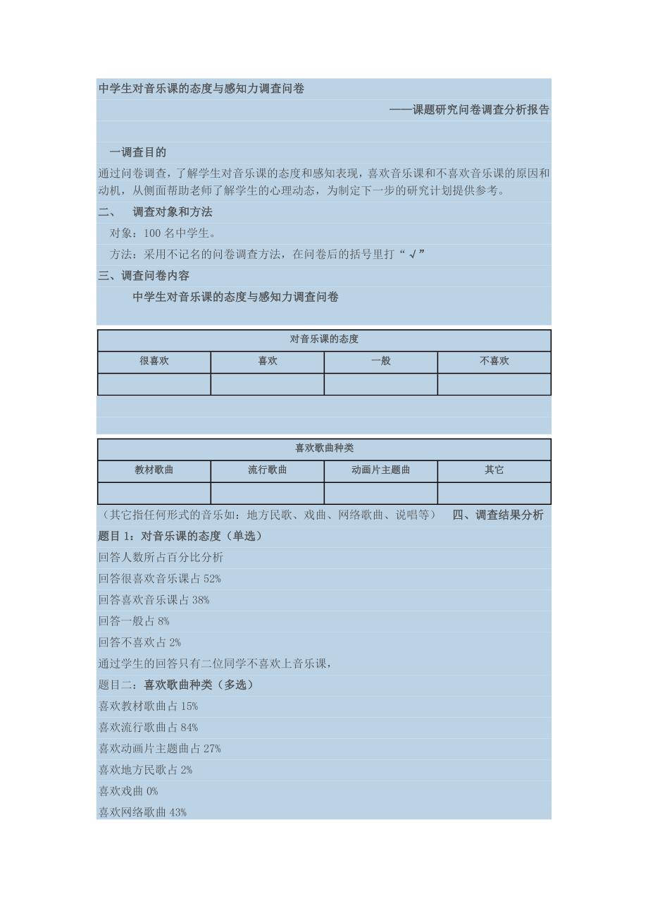 中学生音乐课情况调查.doc_第1页