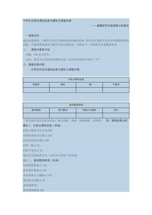 中学生音乐课情况调查.doc