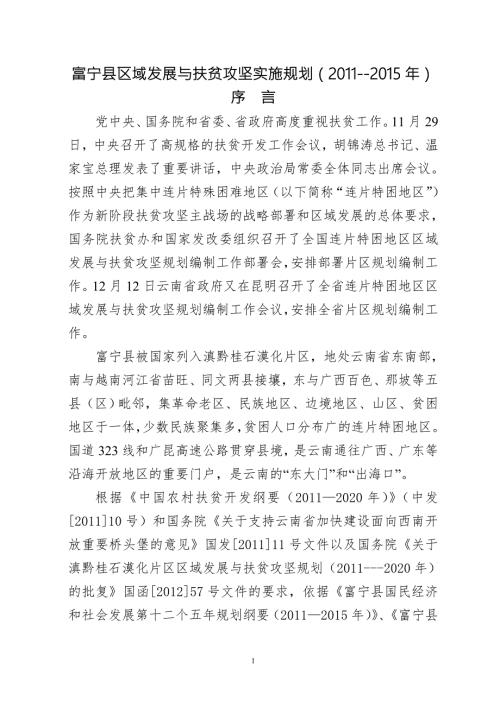 富宁县区域发展与扶贫攻坚实施规划.doc