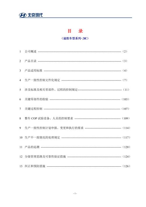 北京现代途胜车型系列一致性控制计划文件.doc