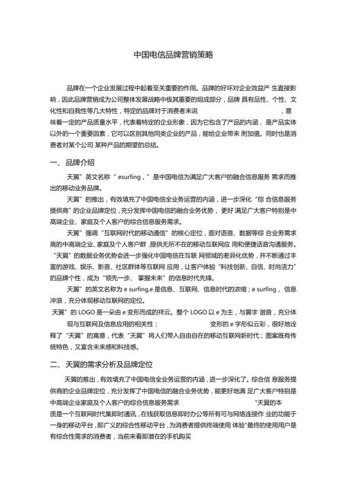 中国电信品牌营销策略.doc