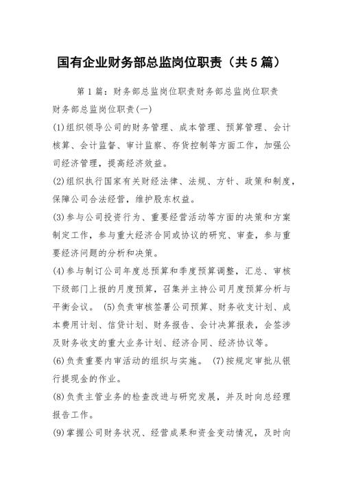 国有企业财务部总监岗位职责共5篇.docx