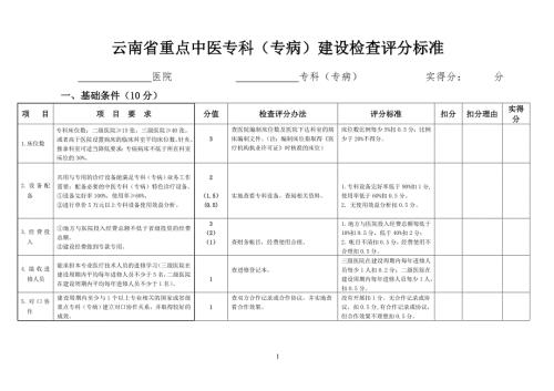 云南省重点中医专科专病建设评分标准.doc