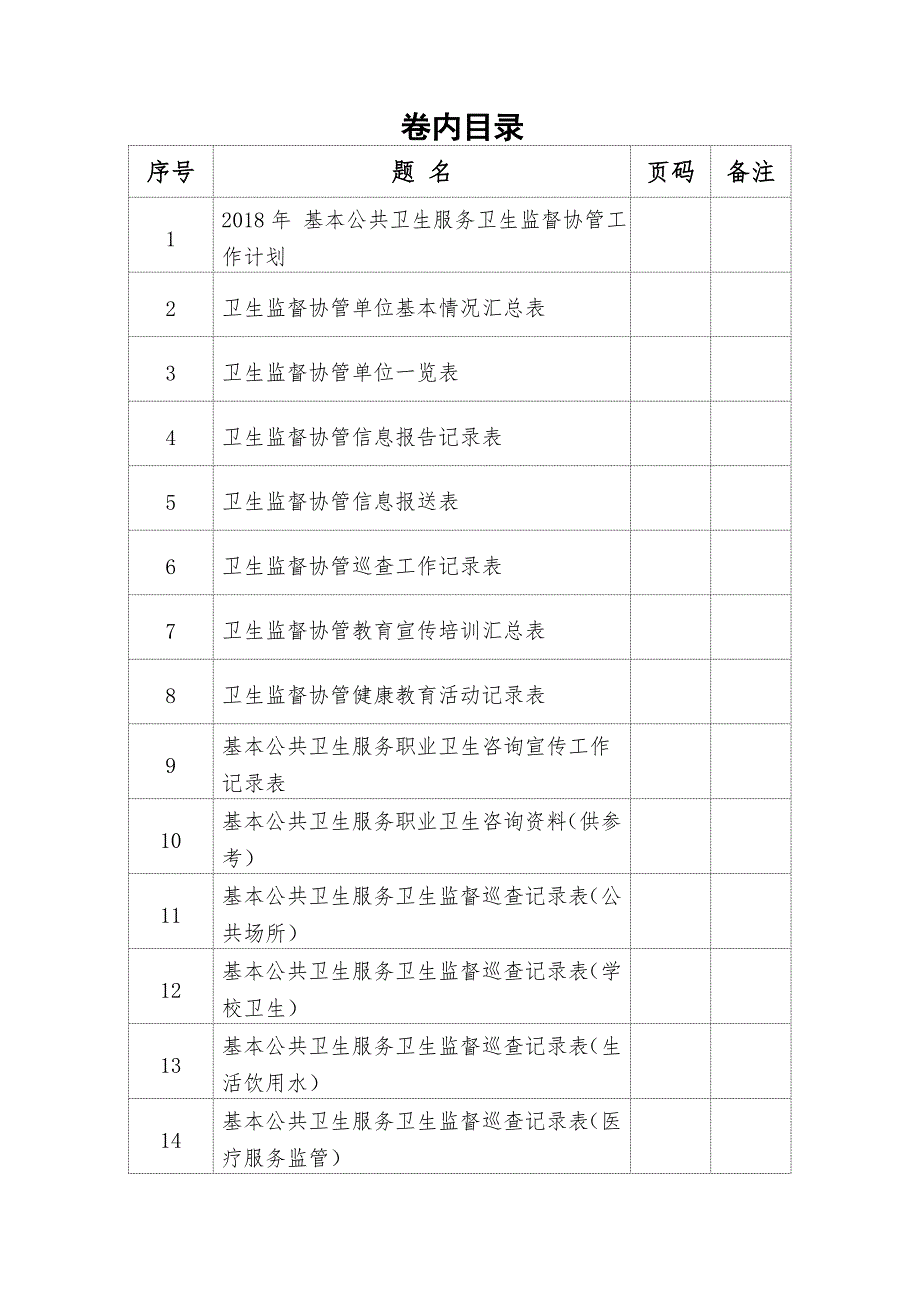 公共卫生服务卫生监督协管台账资料全套完整版DOC32页.doc_第2页