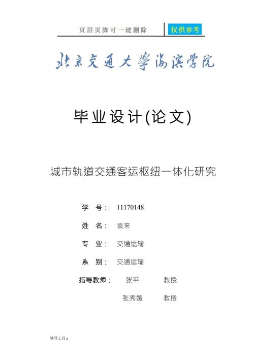 城市轨道交通客运枢纽一体化研究高等教育.doc