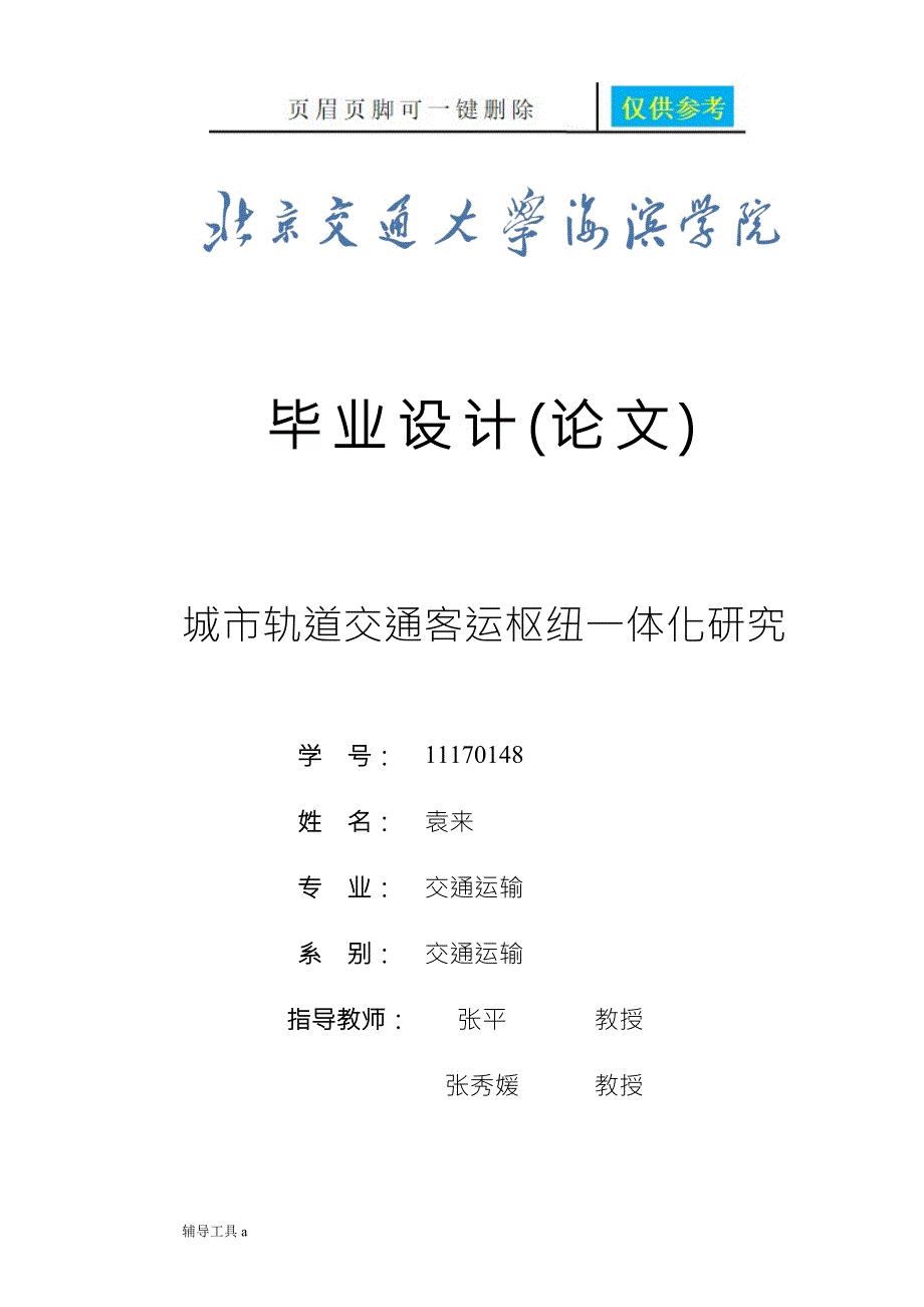 城市轨道交通客运枢纽一体化研究高等教育.doc_第1页