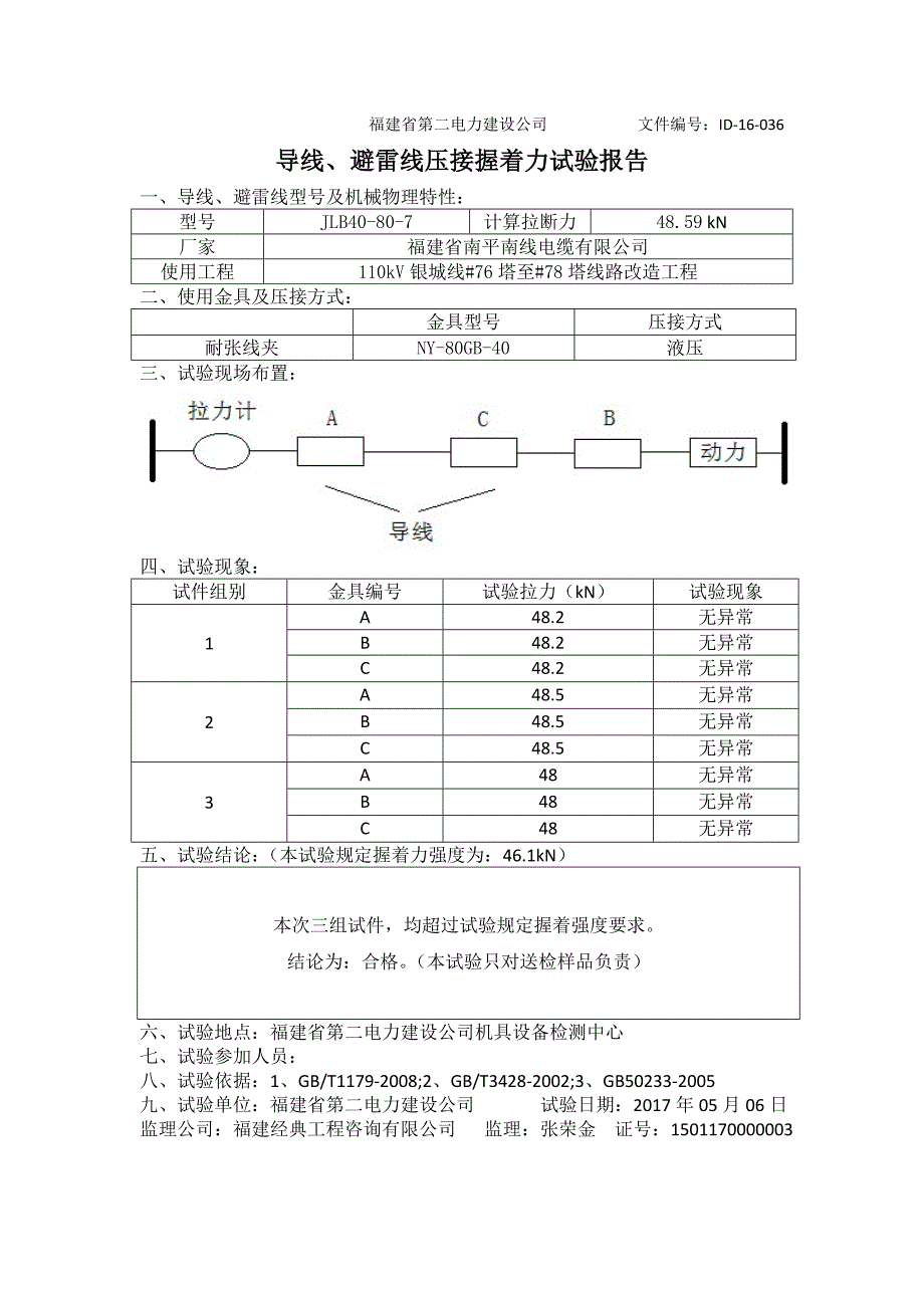 导线避雷线压接握着力试验报告.doc_第2页