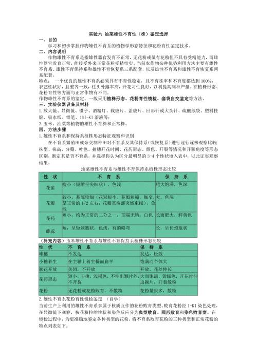 实验六油菜雄性不育性株鉴定选择.doc