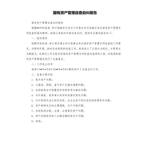 国有资产管理自查自纠报告.docx