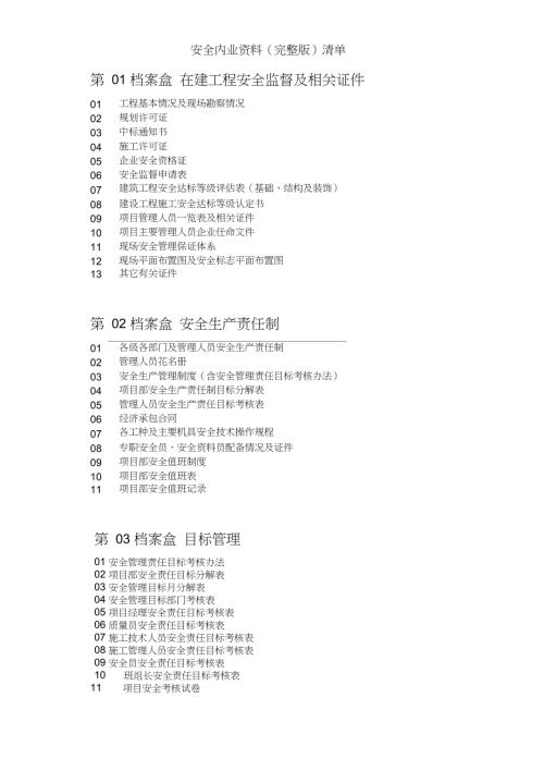 完整版安全内业资料完整版清单.doc