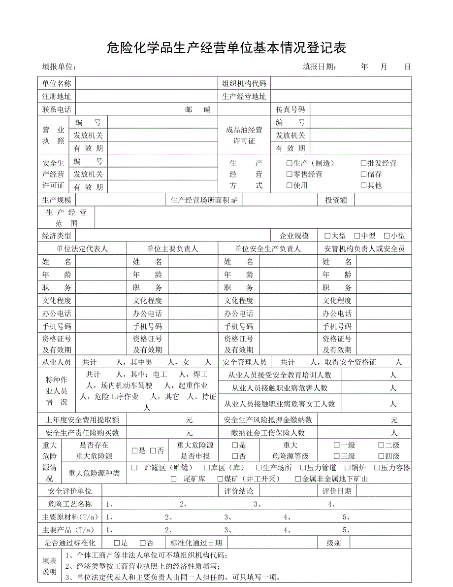 危险化学品生产经营单位基本情况登记表.doc_第1页