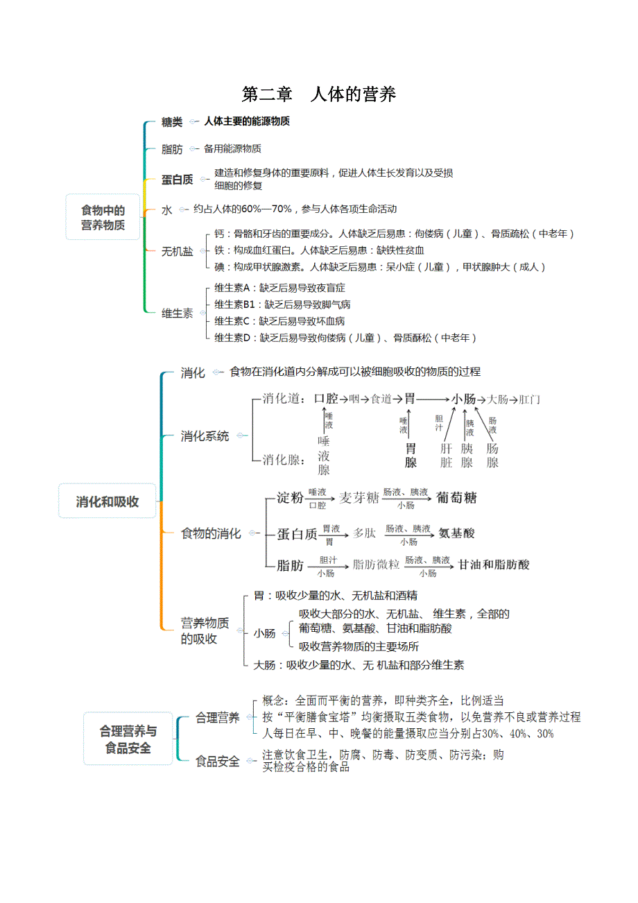 人教版七年级生物下册考点思维导图版.doc_第2页