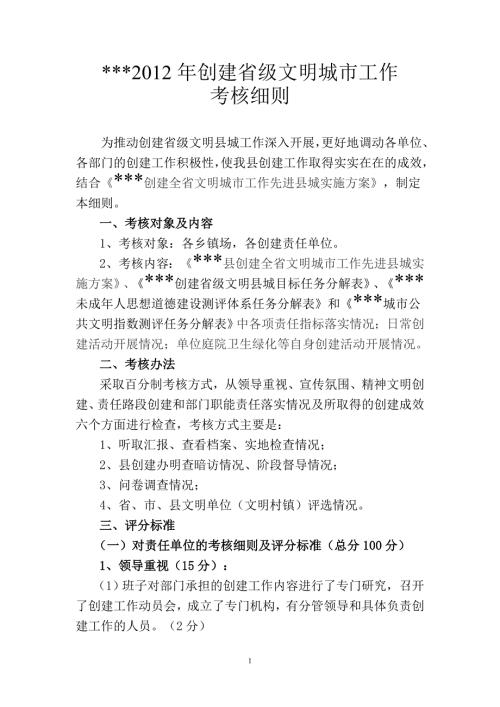 创建省级文明城市工作考核细则.doc