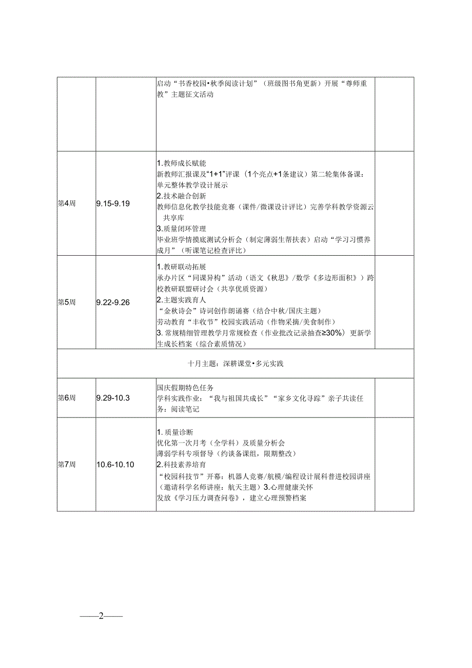 2025-2026年秋季学期学校教学教研工作安排表.docx_第2页