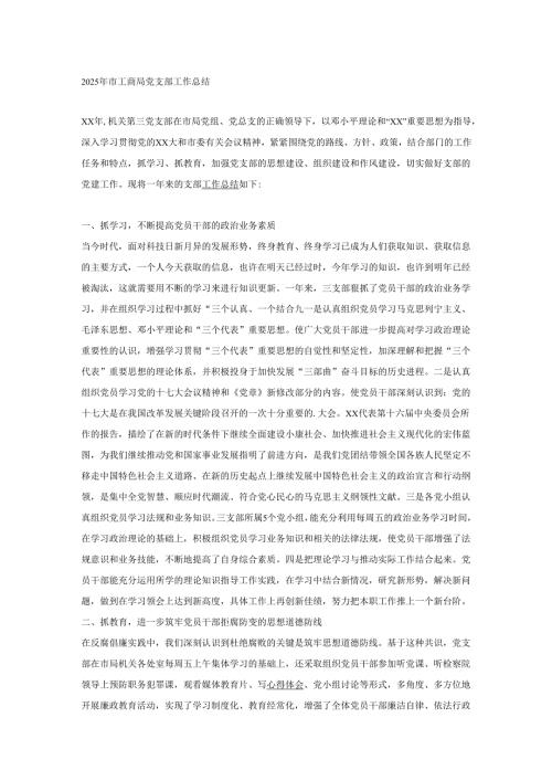 2025年市工商局党支部工作总结.docx