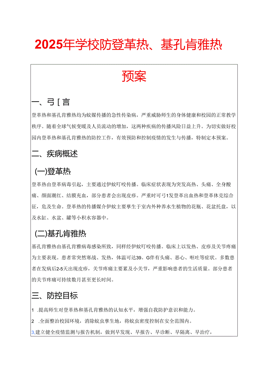 2025年学校防登革热、基孔肯雅热预案 (6).docx_第1页
