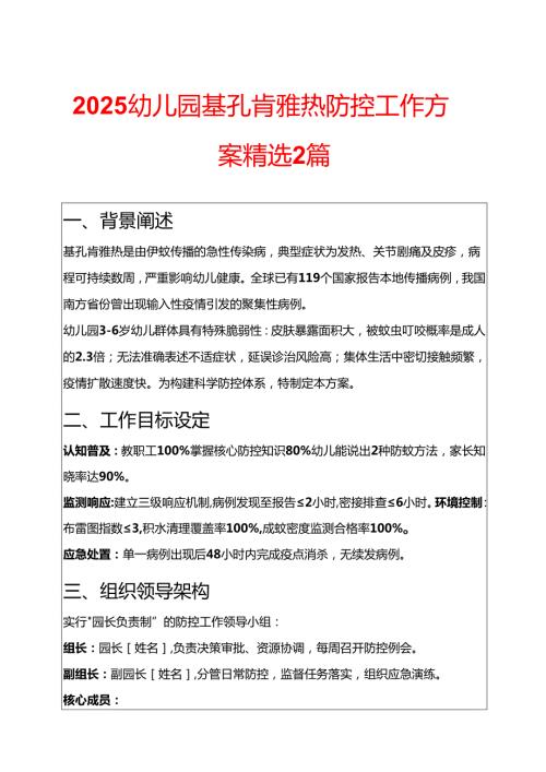 2025幼儿园基孔肯雅热防控工作方案精选2篇.docx