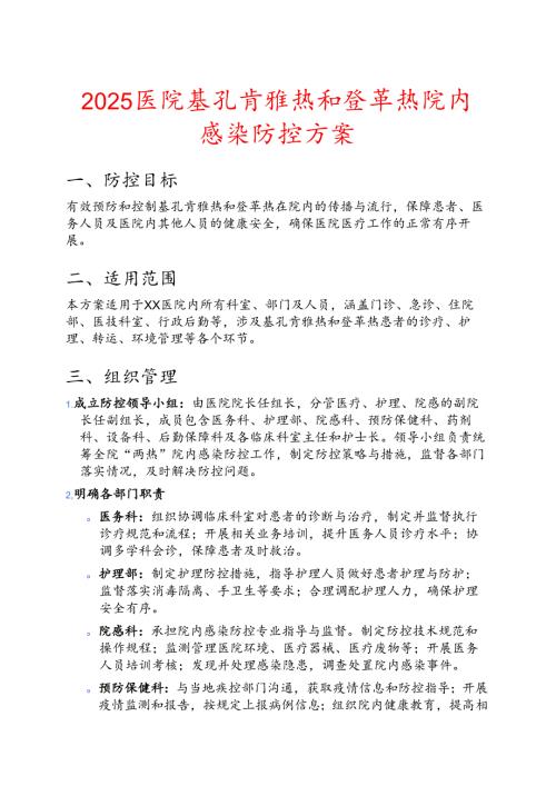 2025医院基孔肯雅热和登革热院内感染防控方案.docx
