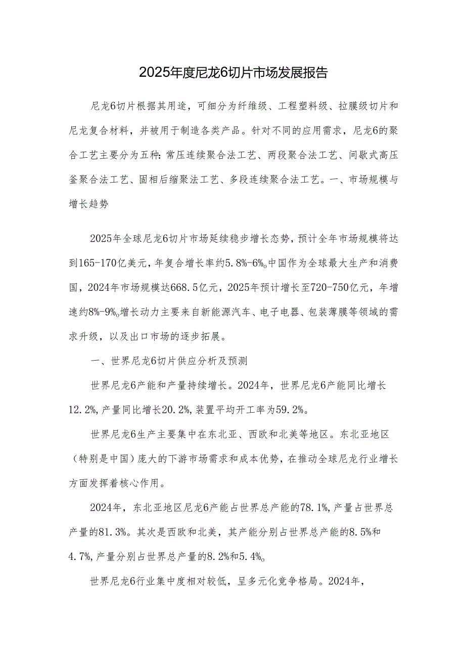 2025年度尼龙6切片市场发展报告.docx_第1页