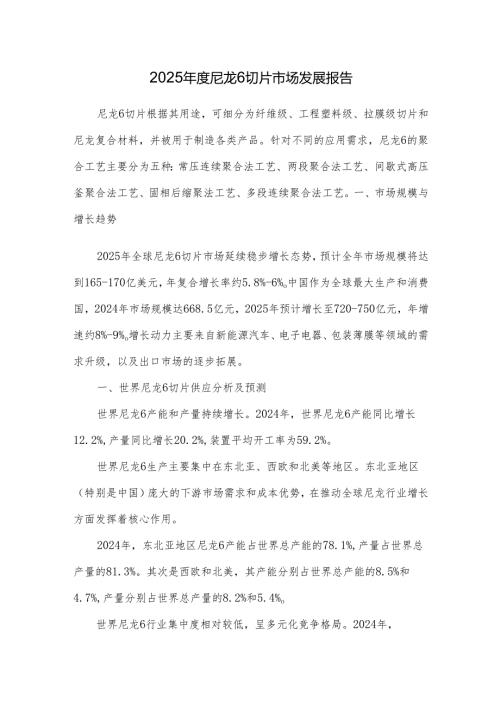 2025年度尼龙6切片市场发展报告.docx