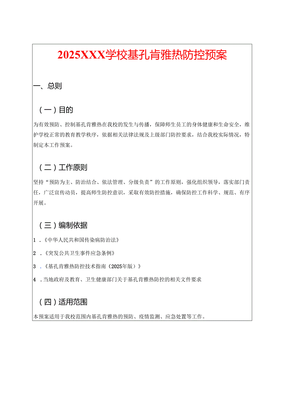 2025年XXX学校基孔肯雅热防控预案.docx_第1页