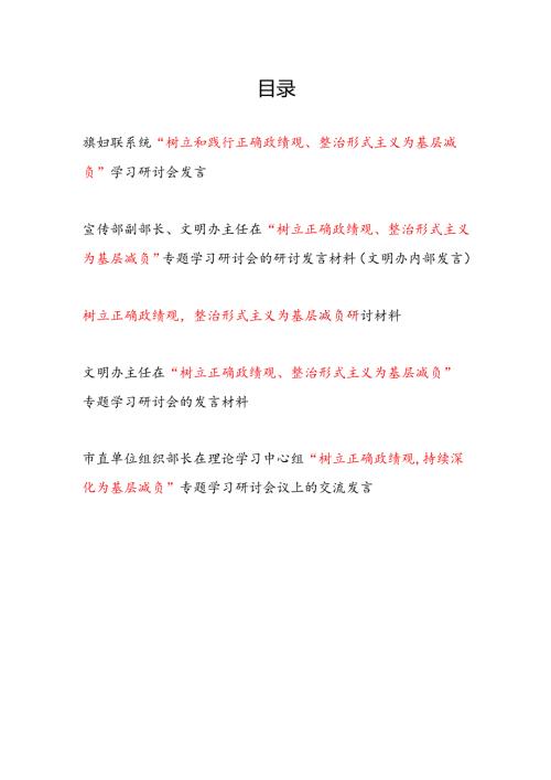 2025年“树立和践行正确政绩观、整治形式主义为基层减负”专题学习研讨会议上的交流发言5篇.docx