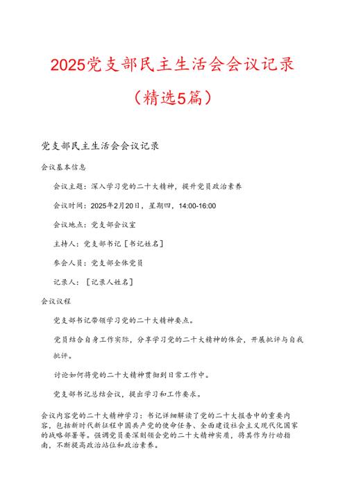 2025党支部民主生活会会议记录（精选5篇）.docx