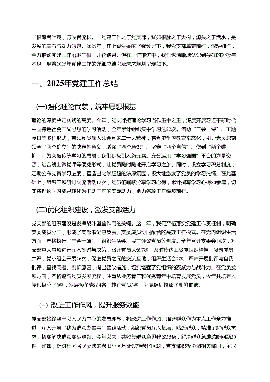 2025 年党支部工作总结及下一步工作计划（完整版）.docx_第2页