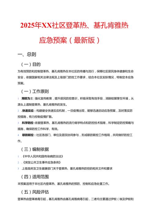 2025年XX社区登革热、基孔肯雅热应急预案（最新版）.docx