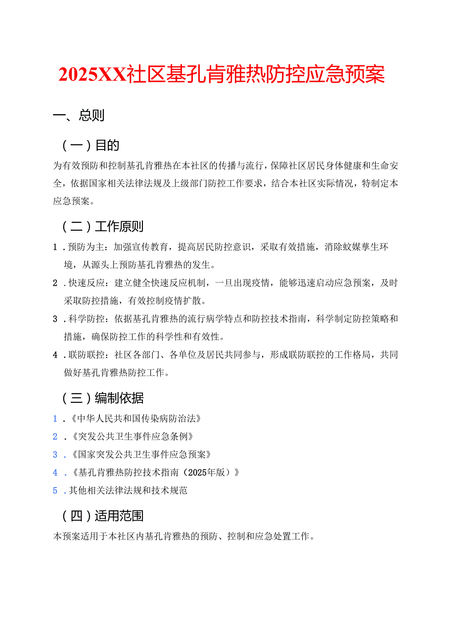 2025XX社区基孔肯雅热防控应急预案.docx_第1页