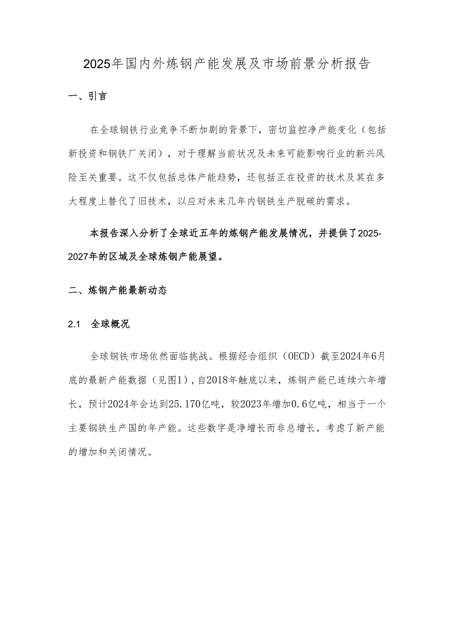 2025年国内外炼钢产能发展及市场前景分析报告.docx_第1页