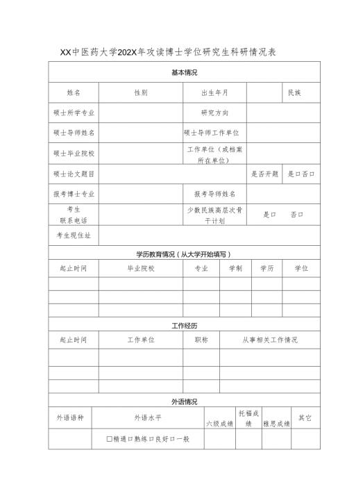 XX中医药大学202X年攻读博士学位研究生科研情况表（2025年）.docx