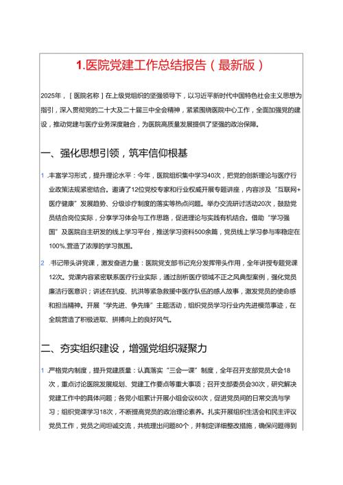 1.医院党建工作总结报告（最新版）.docx