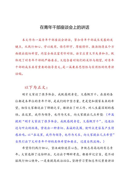 DAY284：在青年干部座谈会上的讲话.docx