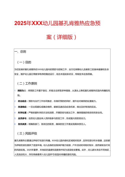 2025年XXX幼儿园基孔肯雅热应急预案（详细版）.docx