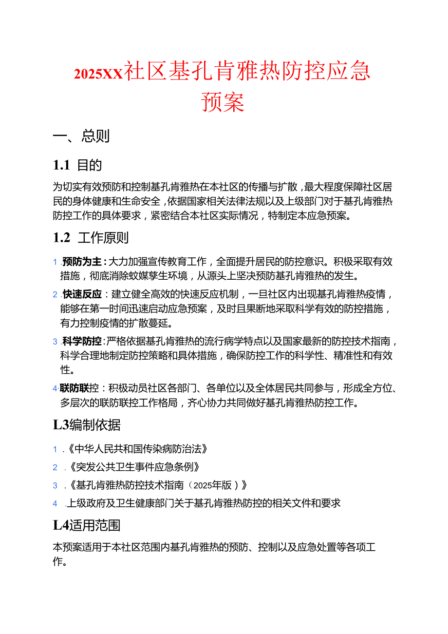 2025 XX社区基孔肯雅热防控应急预案.docx_第1页