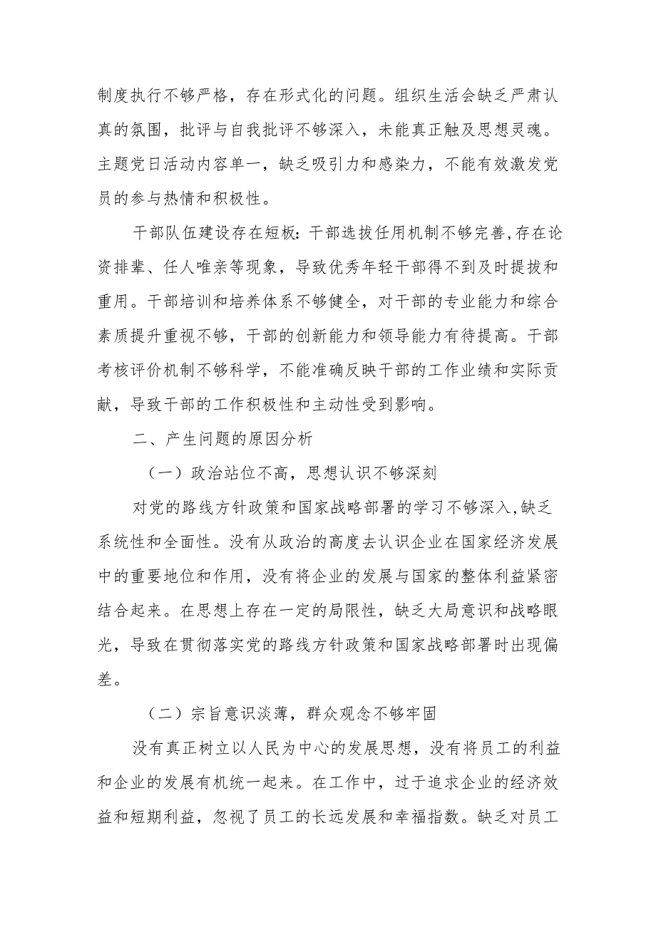 2025年国有企业巡视巡察专题民主生活会个人发言提纲.docx_第3页