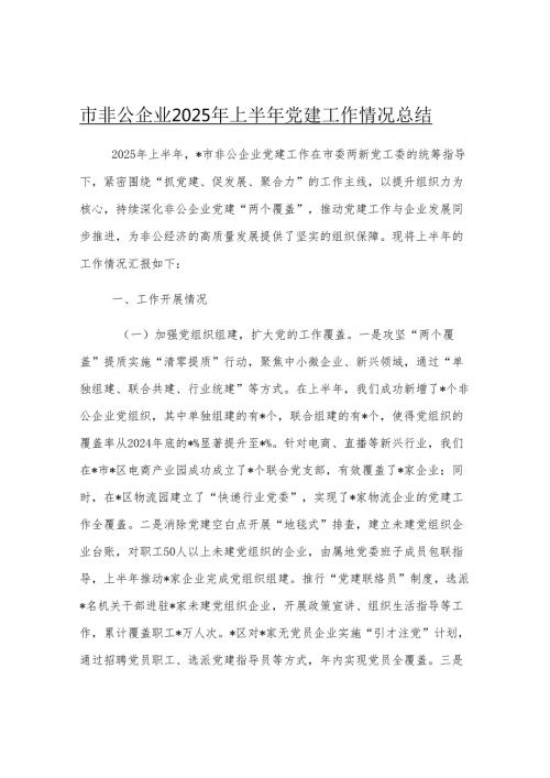 市非公企业2025年上半年党建工作情况总结.docx