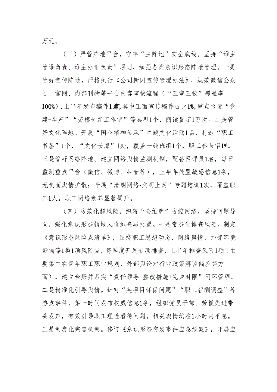 公司党委2025年上半年落实意识形态工作责任制情况自查报告材料.docx_第3页