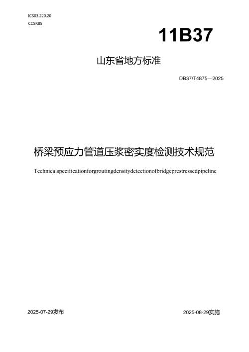 桥梁预应力管道压浆饱满度检测技术规程_地方标准格式审查稿.docx