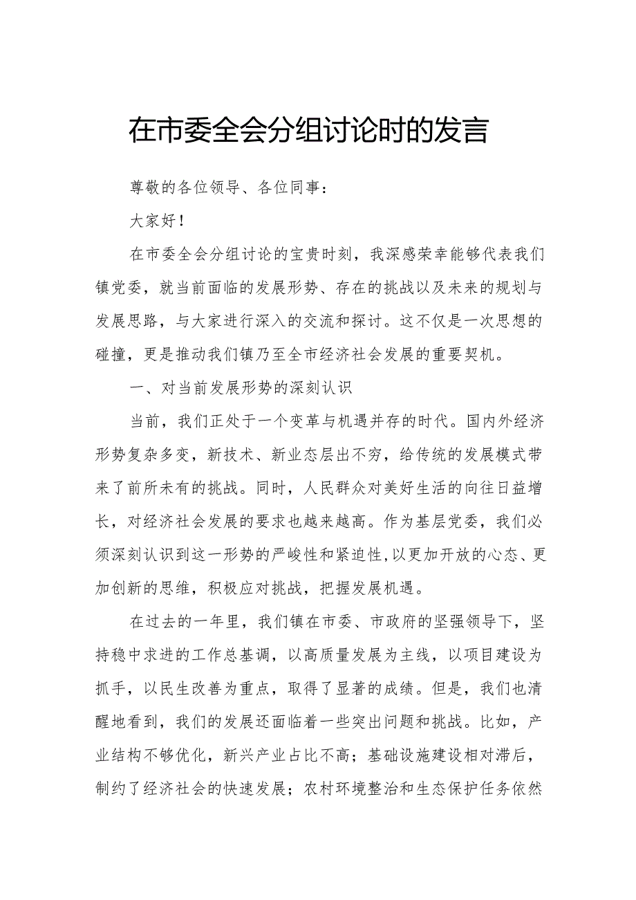在市委全会分组讨论时的发言.docx_第1页
