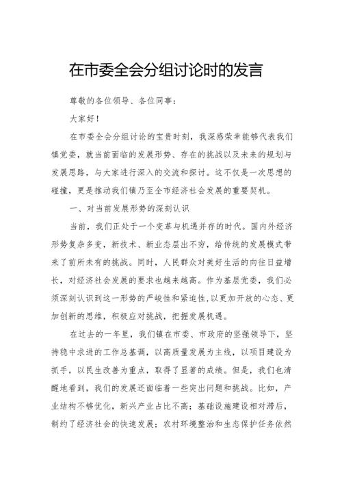 在市委全会分组讨论时的发言.docx