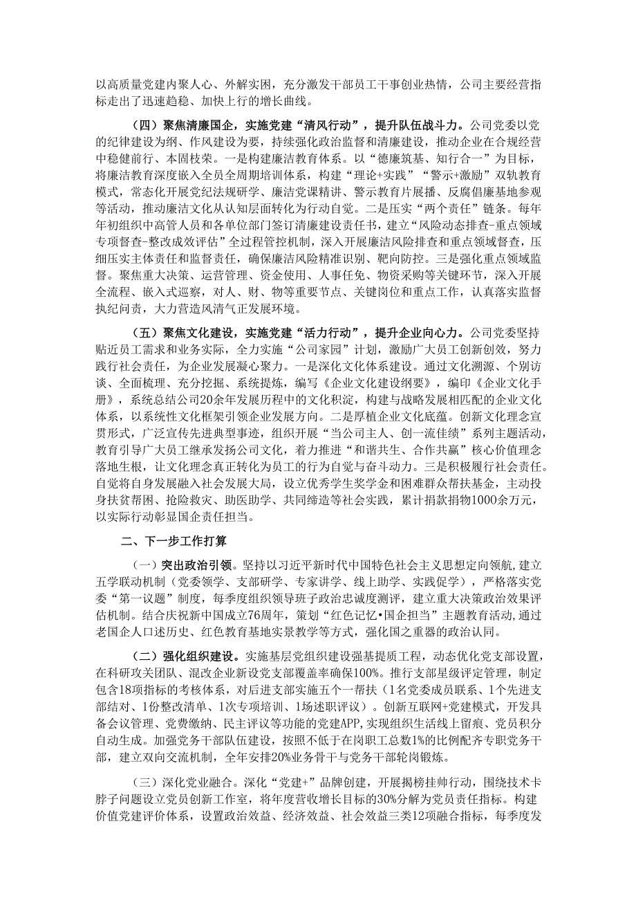某国有企业2025年度上半年党建工作总结.docx_第2页