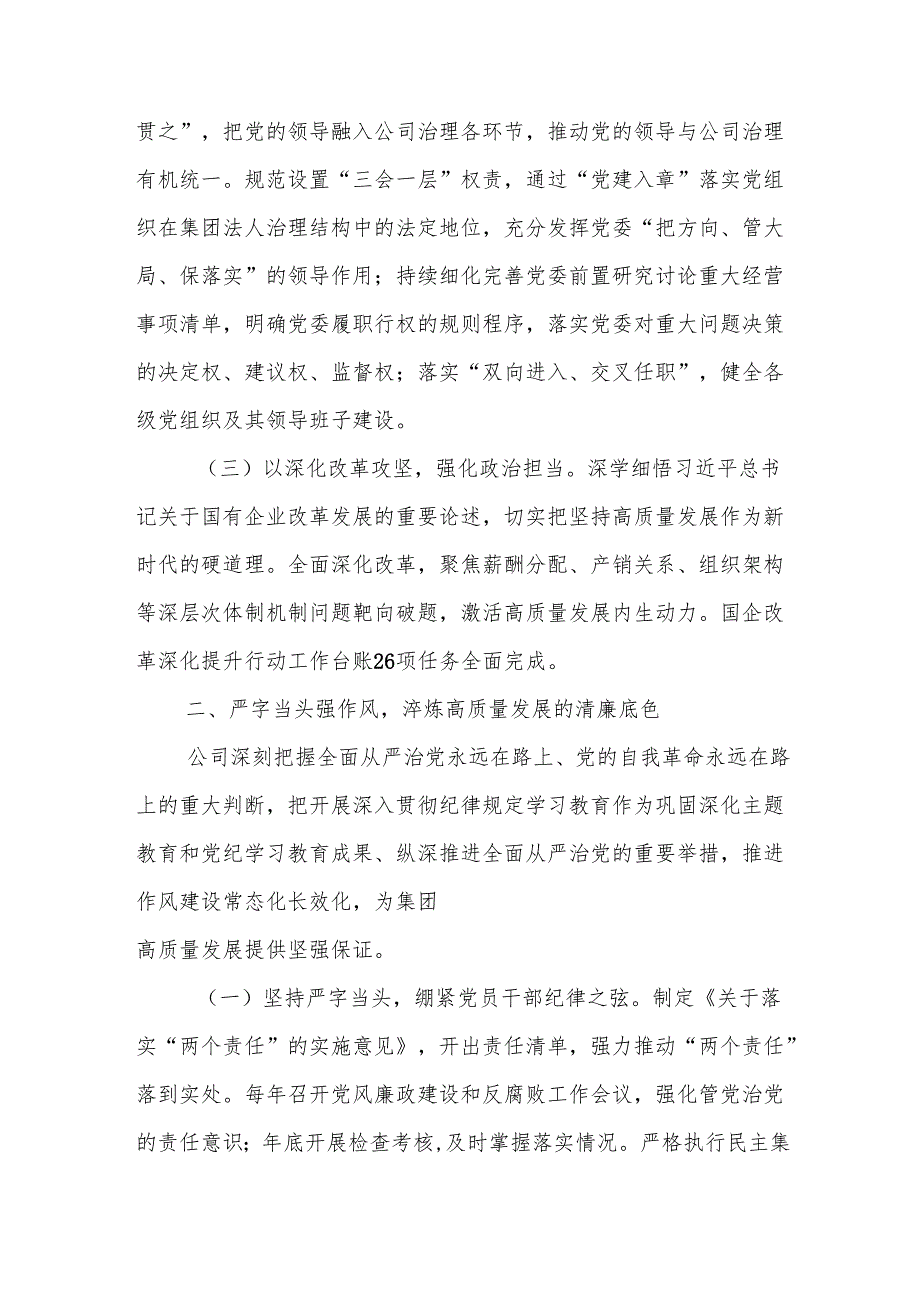 公司党委履行全面从严治党主体责任情况报告.docx_第2页